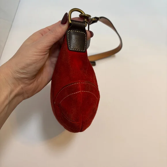 Vintage Coach 4284 Red Suede Soho Hobo Shoulder Bag 2004 Y2K Era Rare Colorway - Picture 3 of 12